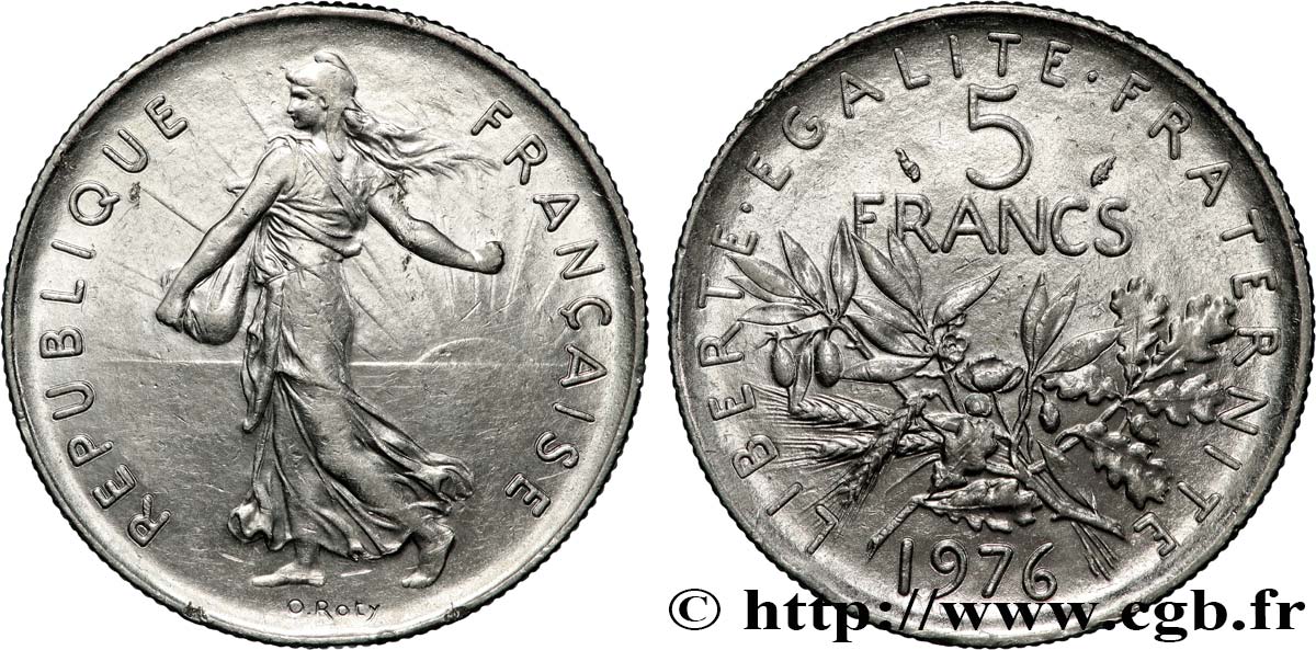5 francs Semeuse, nickel 1976 Pessac F.341/8 SUP60 