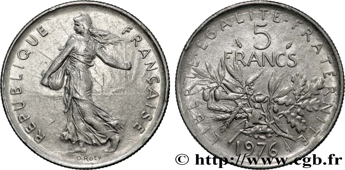 5 francs Semeuse, nickel 1976 Pessac F.341/8 EBC60 