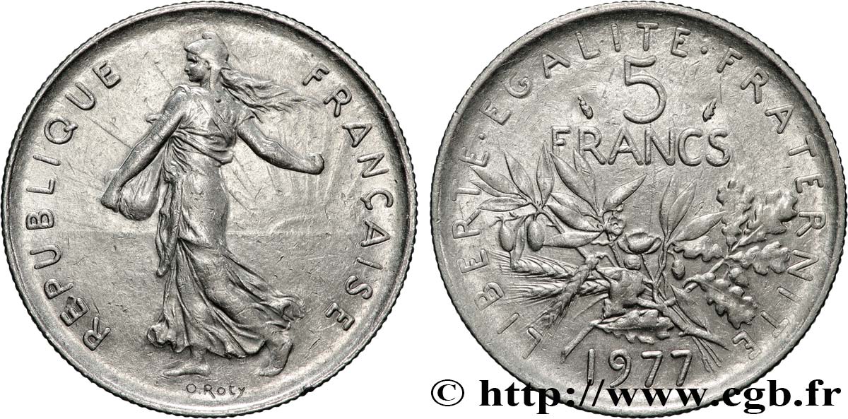 5 francs Semeuse, nickel 1977 Pessac F.341/9 MS60 