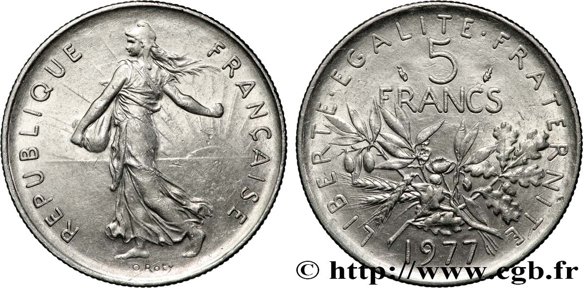5 francs Semeuse, nickel 1977 Pessac F.341/9 SUP62 