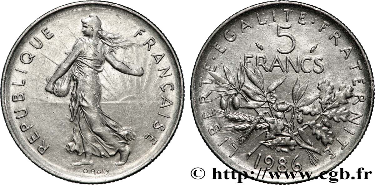 5 francs Semeuse, nickel 1986 Pessac F.341/18 MS63 