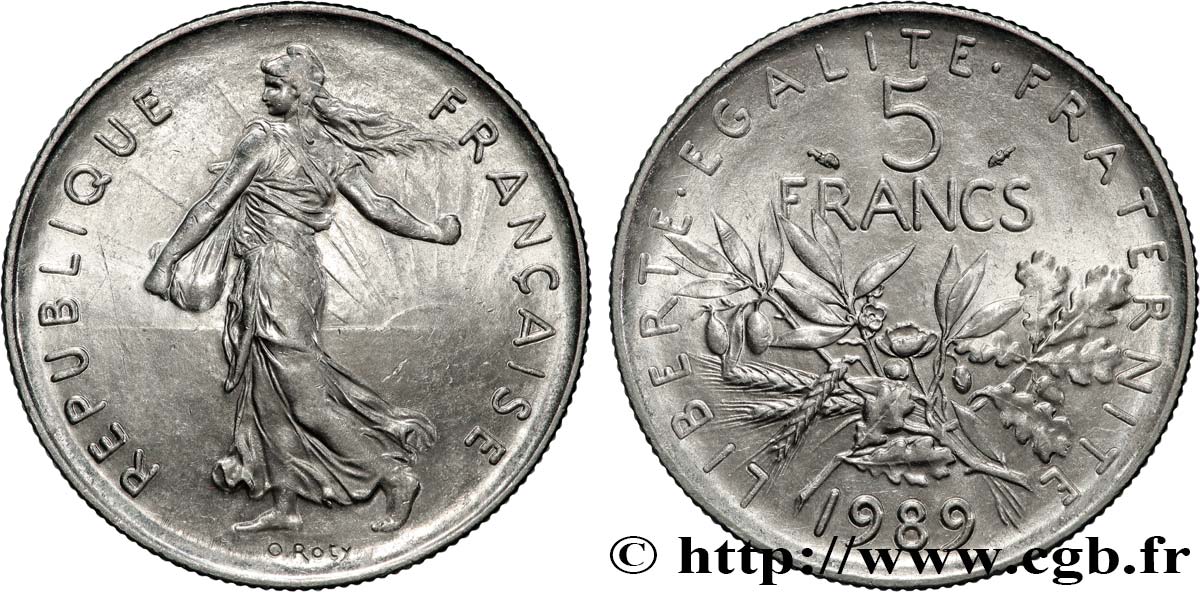 5 francs Semeuse, nickel 1989 Pessac F.341/21 SUP60 