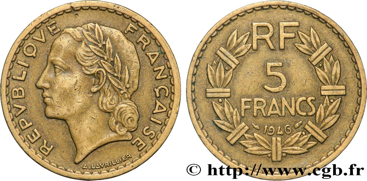 5 francs Lavrillier, bronze-aluminium 1946  F.337/7 TB 