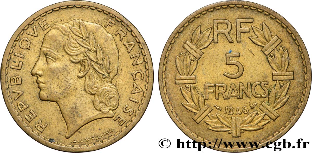 5 francs Lavrillier, bronze-aluminium 1946  F.337/7 XF 