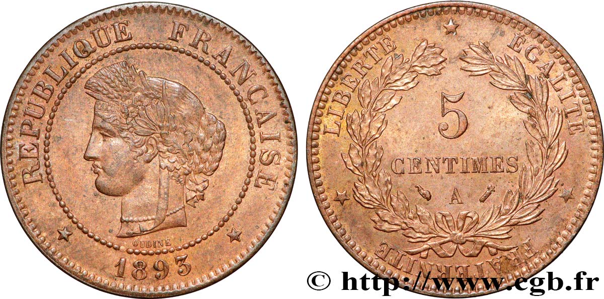 5 centimes Cérès 1893 Paris F.118/35 SUP62 