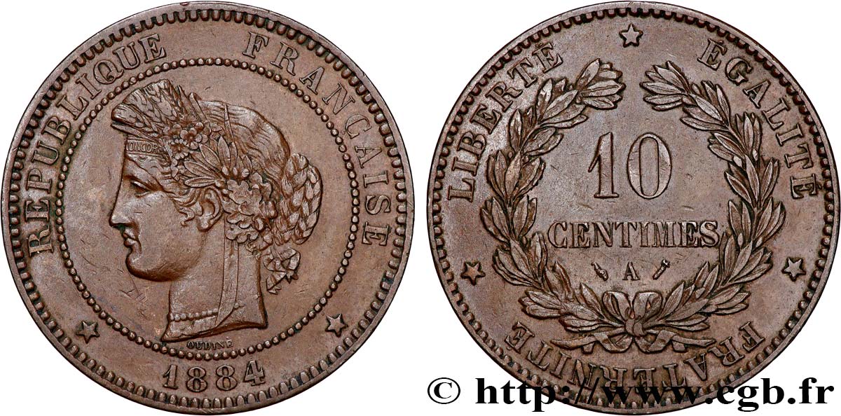 10 centimes Cérès 1884 Paris F.135/28 TTB50 