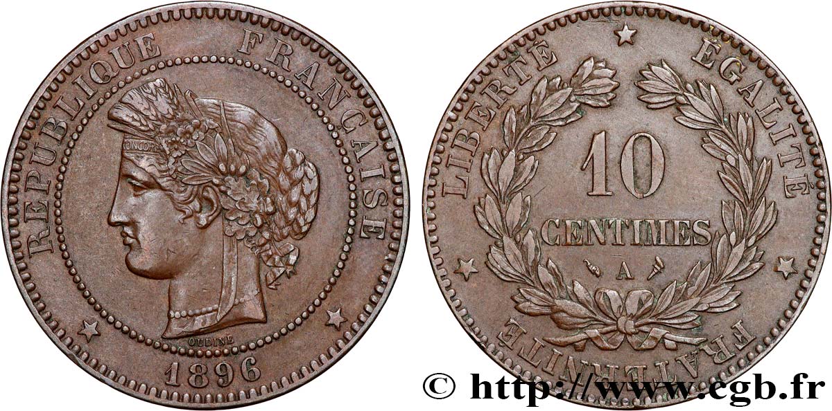10 centimes Cérès, différent torche 1896 Paris F.135/42 MBC40 