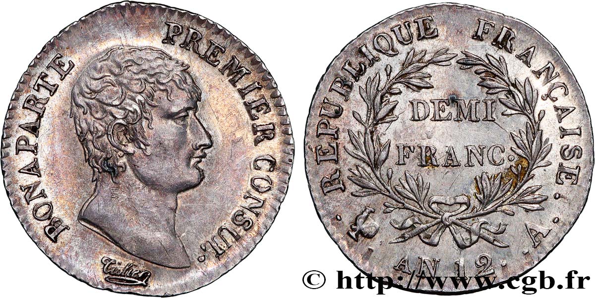 Demi-franc Bonaparte Premier Consul 1804 Paris F.173/2 AU 