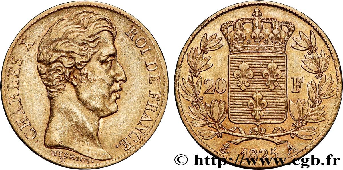 20 francs or Charles X 1825 Paris F.520/1 AU 