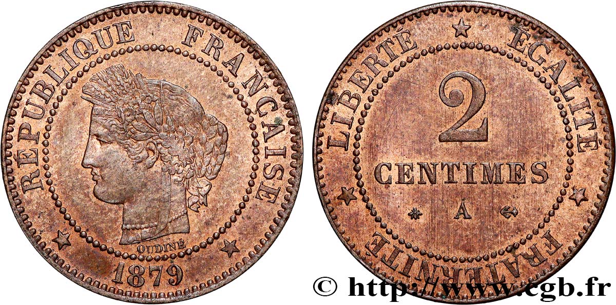 2 centimes Cérès 1879 Paris F.109/6 EBC62 