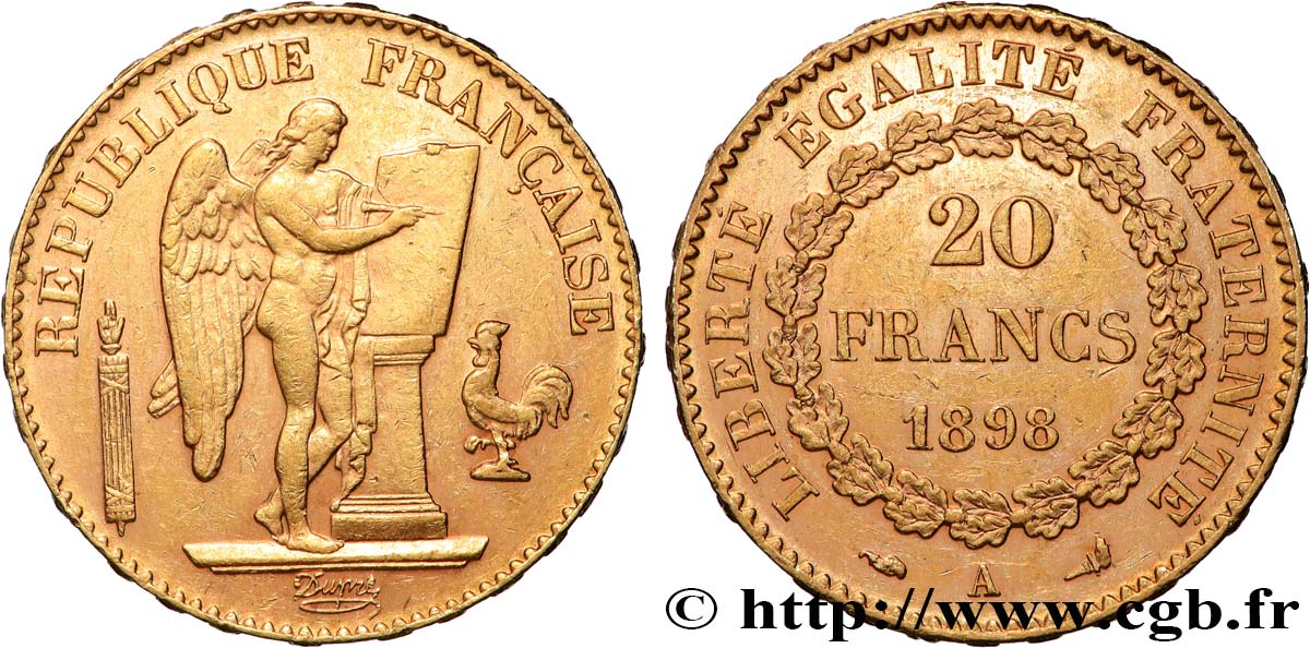 20 francs or Génie, Troisième République 1898 Paris F.533/23 q.SPL 