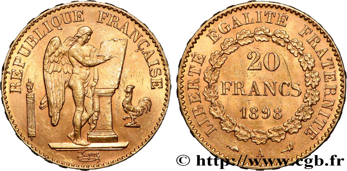 20 francs or Génie, Troisième République 1898 Paris F.533/23 TTB+ 