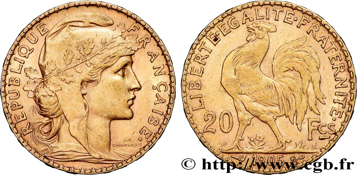 20 francs or Coq, Dieu protège la France 1905 Paris F.534/10 TTB+ 