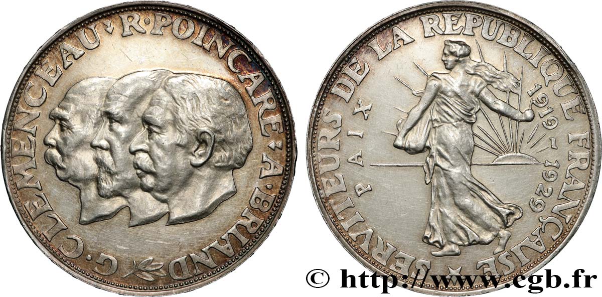 Module de 20 francs argent, 10e anniversaire de la Paix 1929 Paris GEM.254 1 AU 