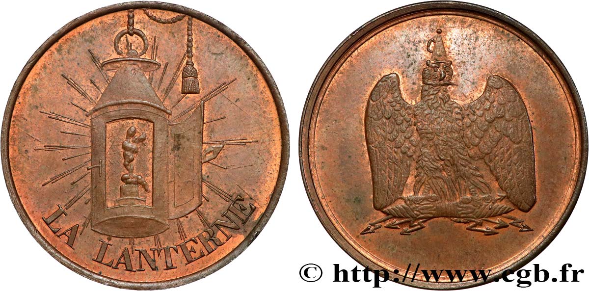 Médaille satirique La Lanterne de Rochefort, module de dix centimes n.d.  Schw.RO1 p.176 EBC+ 