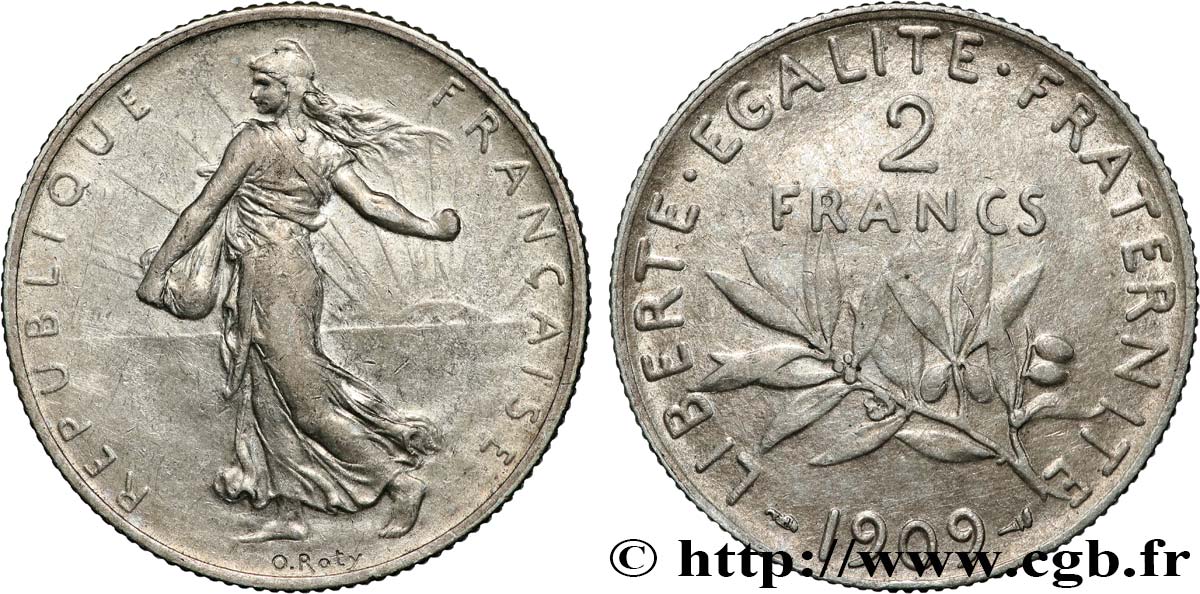 2 francs Semeuse 1909  F.266/11 TTB 
