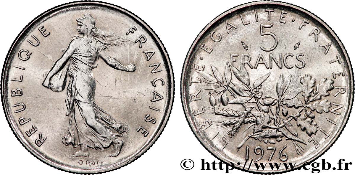 5 francs Semeuse, nickel 1976 Pessac F.341/8 MS 