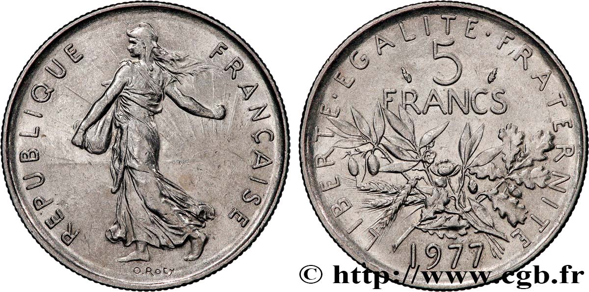 5 francs Semeuse, nickel 1977 Pessac F.341/9 SUP60 