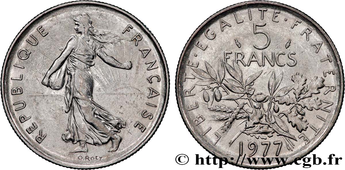 5 francs Semeuse, nickel 1977 Pessac F.341/9 AU 