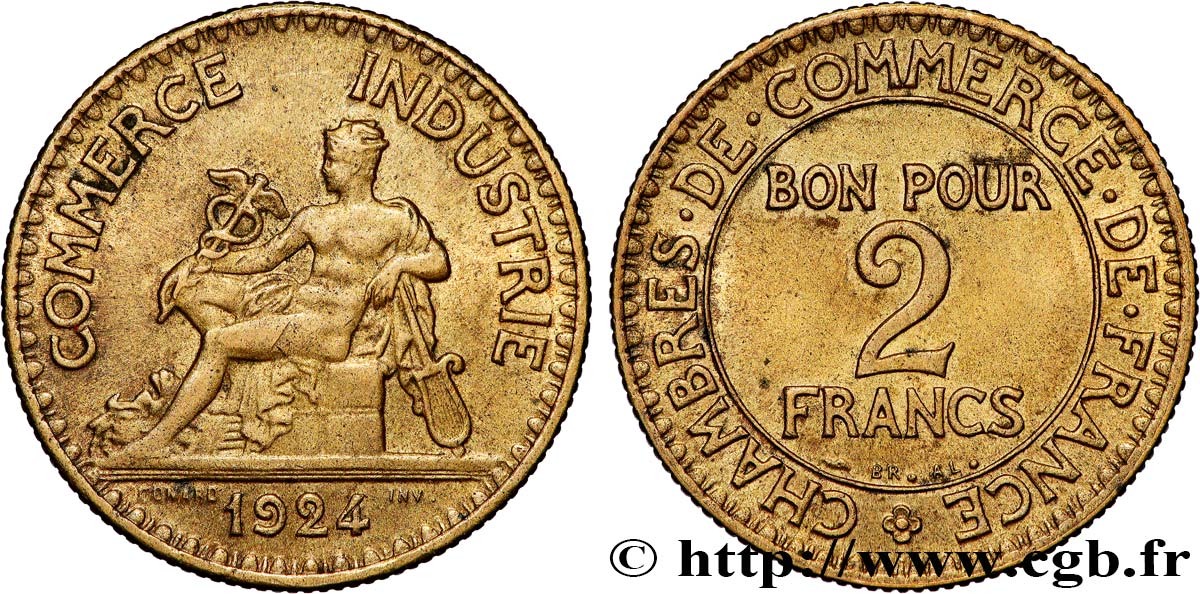2 francs Chambres de Commerce 1924  F.267/6 VF 
