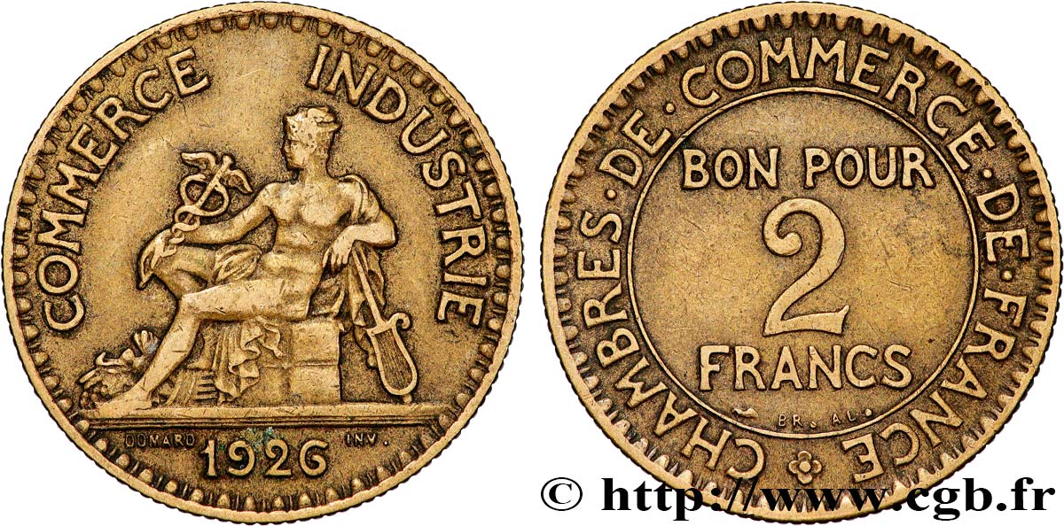 2 francs Chambres de Commerce 1926  F.267/8 VF 