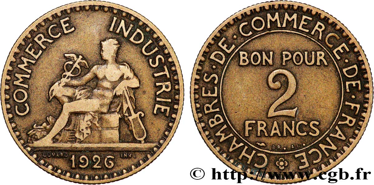 2 francs Chambres de Commerce 1926  F.267/8 B+ 