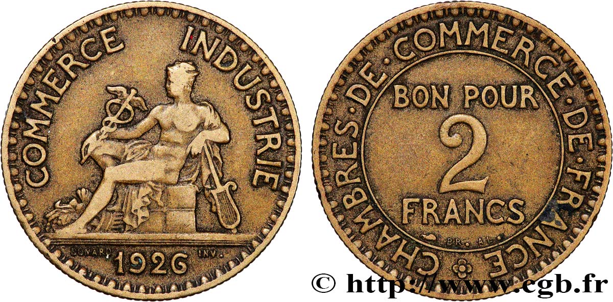 2 francs Chambres de Commerce 1926  F.267/8 B+ 