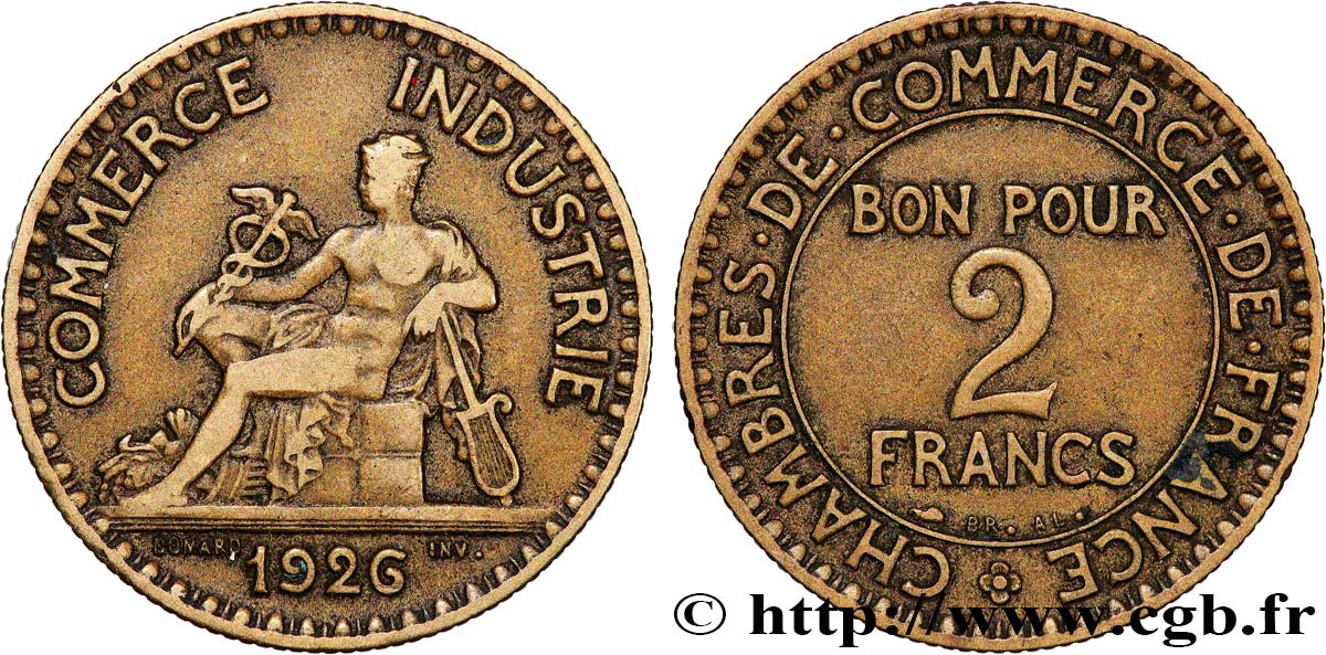 2 francs Chambres de Commerce 1926  F.267/8 q.MB 