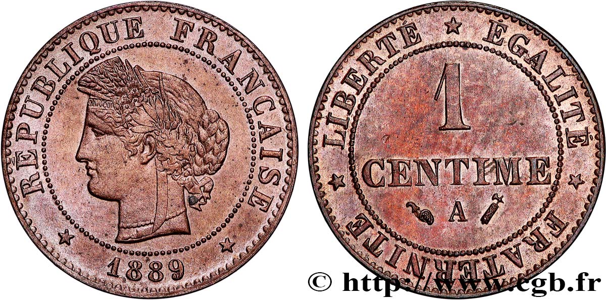 1 centime Cérès 1889 Paris F.104/16 SPL63 