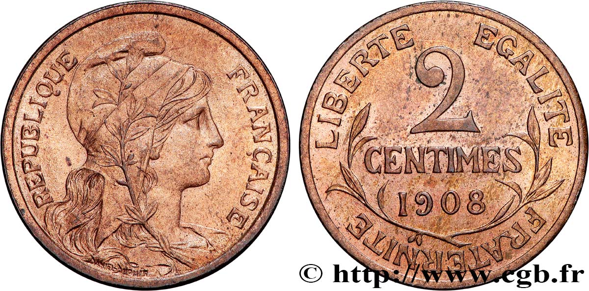 2 centimes Daniel-Dupuis 1908 Paris F.110/11 SPL63 