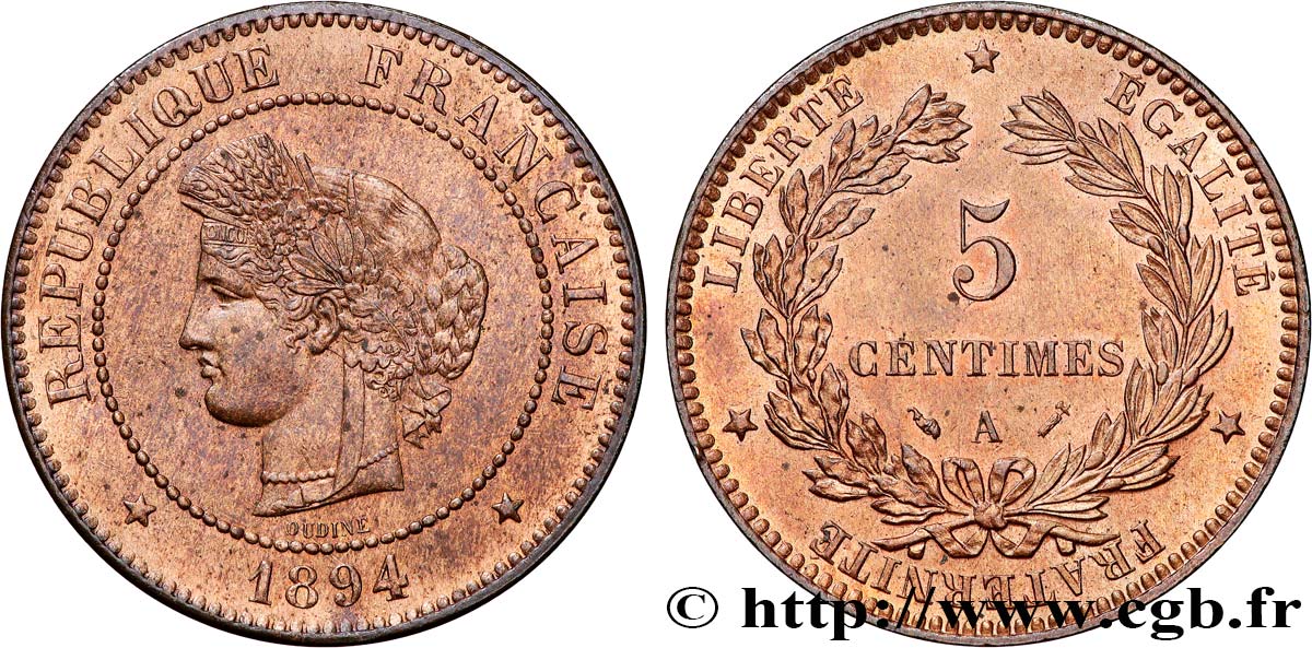 5 centimes Cérès 1894 Paris F.118/36 SUP62 