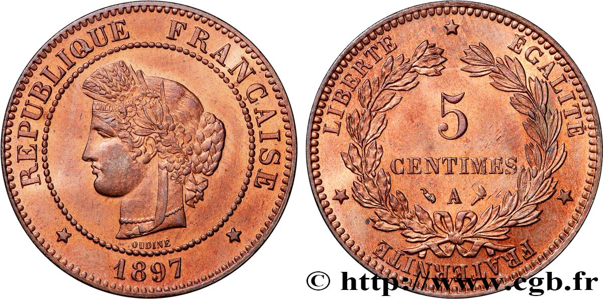 5 centimes Cérès 1897 Paris F.118/39 SPL64 