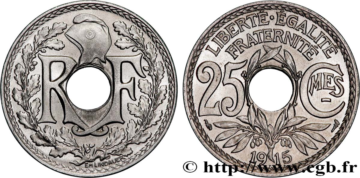 25 centimes Lindauer, Cmes souligné 1915  F.170/3 MS66 