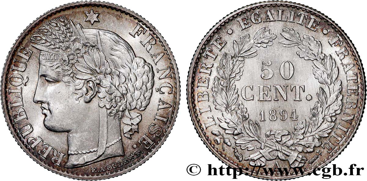 50 centimes Cérès, IIIe République 1894 Paris F.189/15 FDC65 