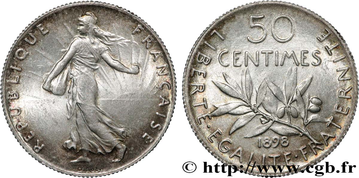 50 centimes Semeuse 1898 Paris F.190/3 SPL64 