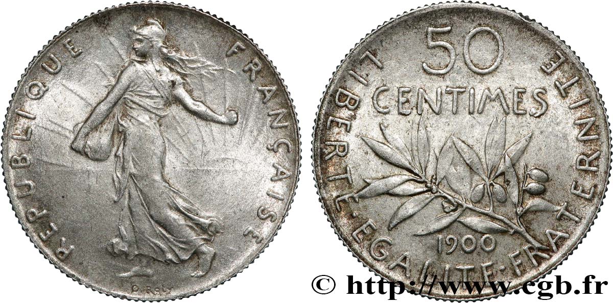 50 centimes Semeuse 1900 Paris F.190/6 SUP60 