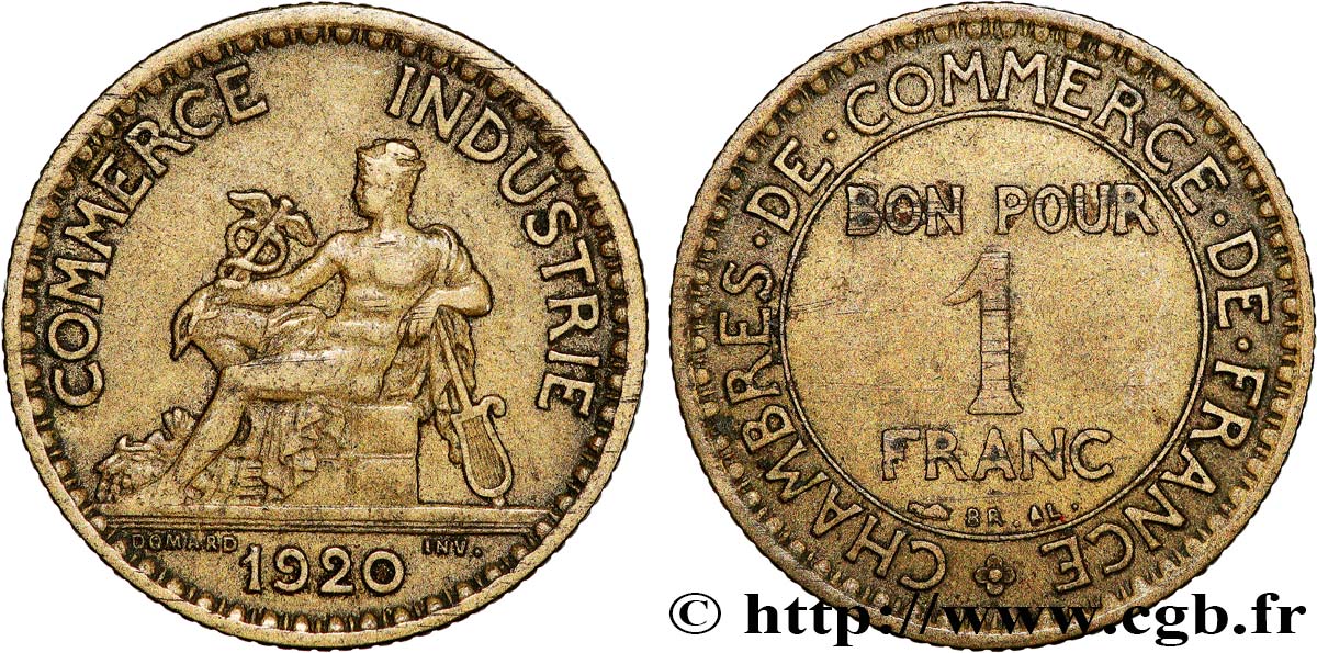 1 franc Chambres de Commerce 1920 Paris F.218/2 VF 