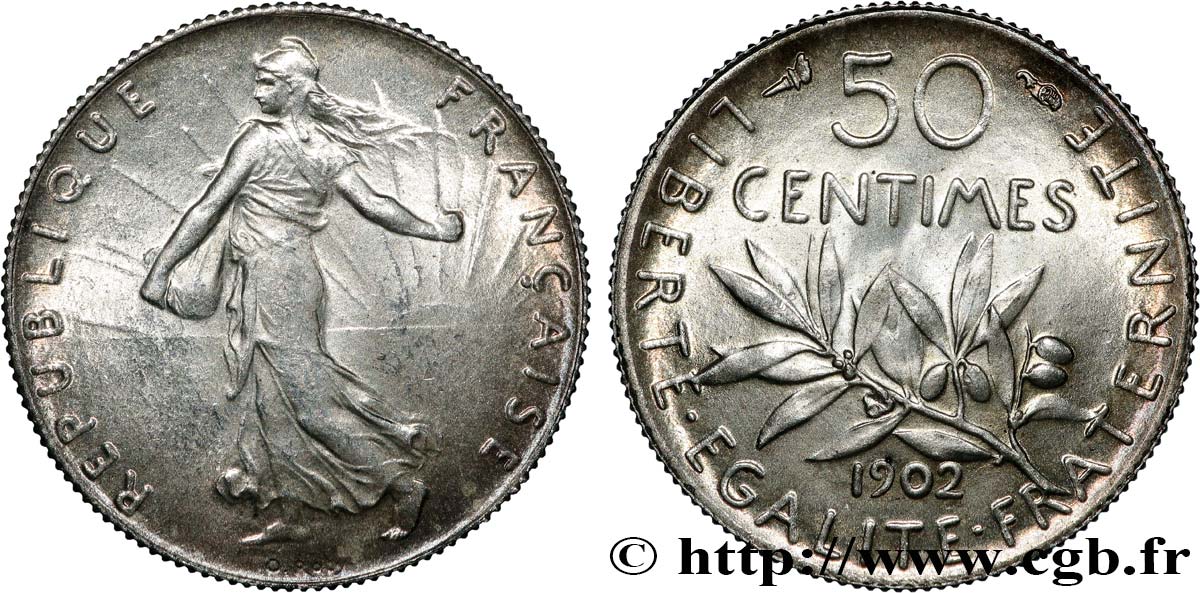 50 centimes Semeuse 1902 Paris F.190/9 SPL63 