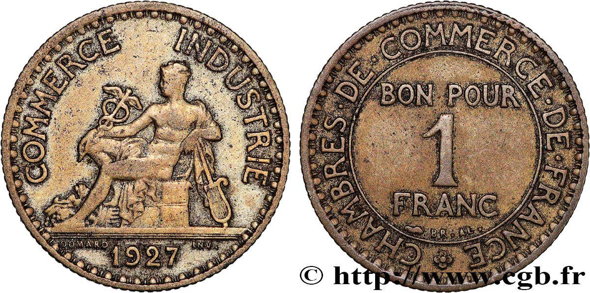 1 franc Chambres de Commerce 1927 Paris F.218/9 TB 