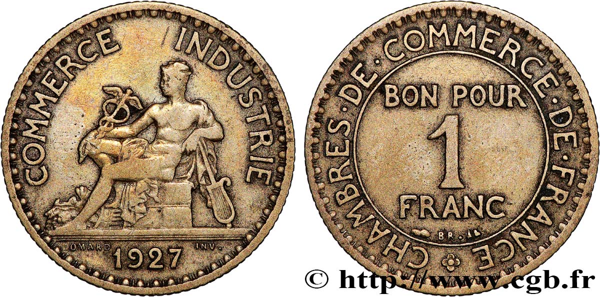 1 franc Chambres de Commerce 1927 Paris F.218/9 TB 