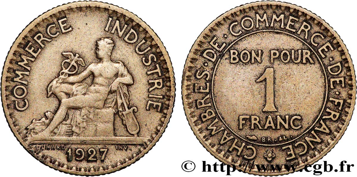 1 franc Chambres de Commerce 1927 Paris F.218/9 VF 