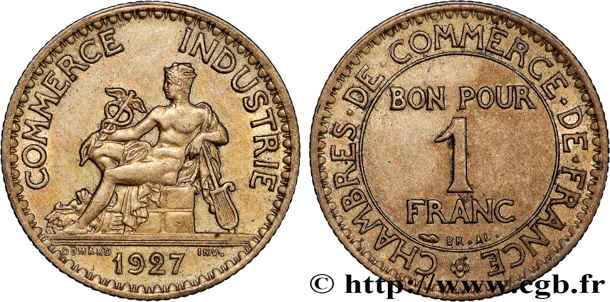 1 franc Chambres de Commerce 1927 Paris F.218/9 MBC 
