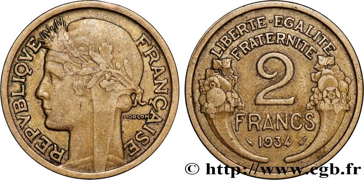 2 francs Morlon 1934  F.268/7 VF 