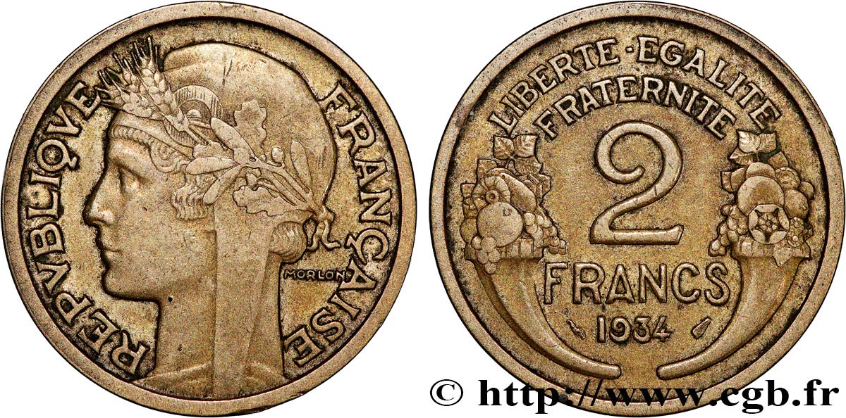 2 francs Morlon 1934  F.268/7 XF 