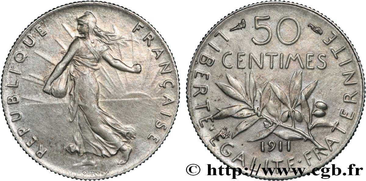 50 centimes Semeuse 1911 Paris F.190/18 TTB+ 