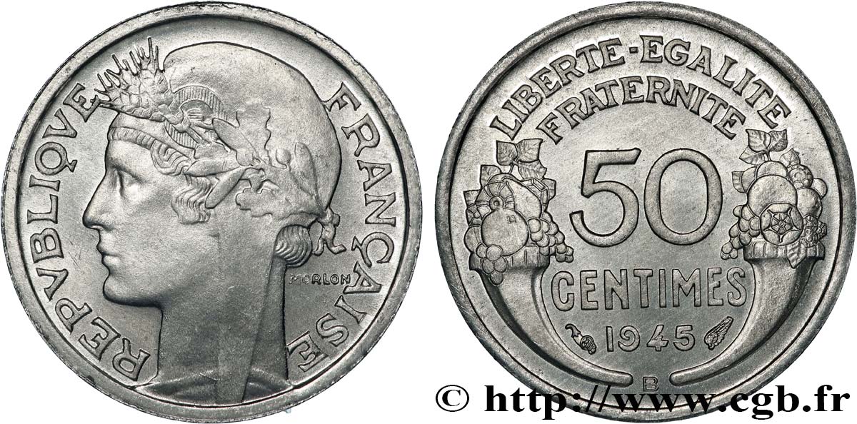 50 centimes Morlon, légère 1945 Beaumont-le-Roger F.194/6 FDC65 
