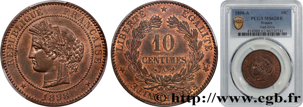 10 centimes Cérès 1898 Paris F.135/45 EBC62 PCGS