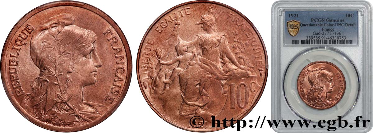 10 centimes Daniel-Dupuis 1921  F.136/30 SC PCGS