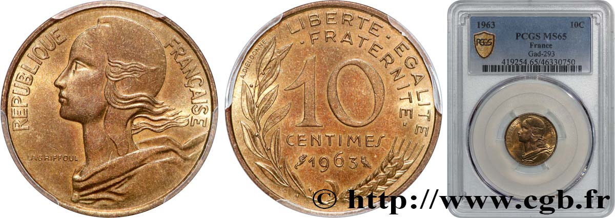 10 centimes Marianne 1963 Paris F.144/3 MS65 PCGS