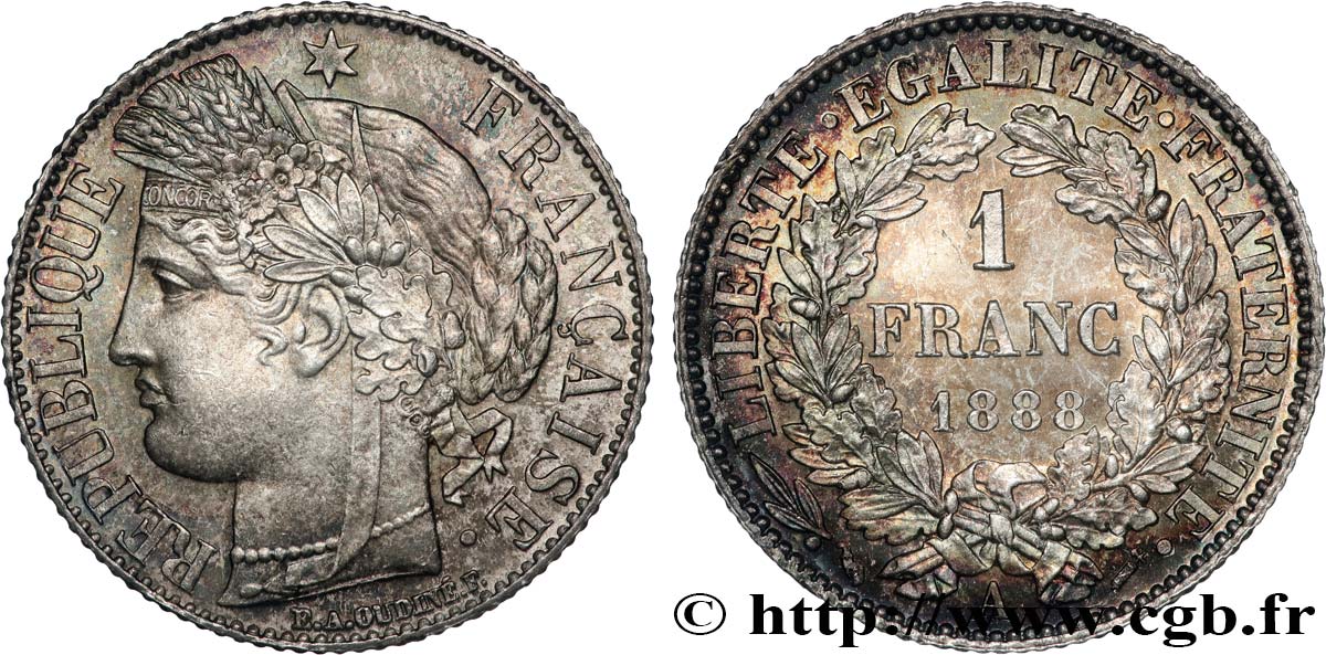 1 franc Cérès, IIIe République 1888 Paris F.216/10 SPL64 